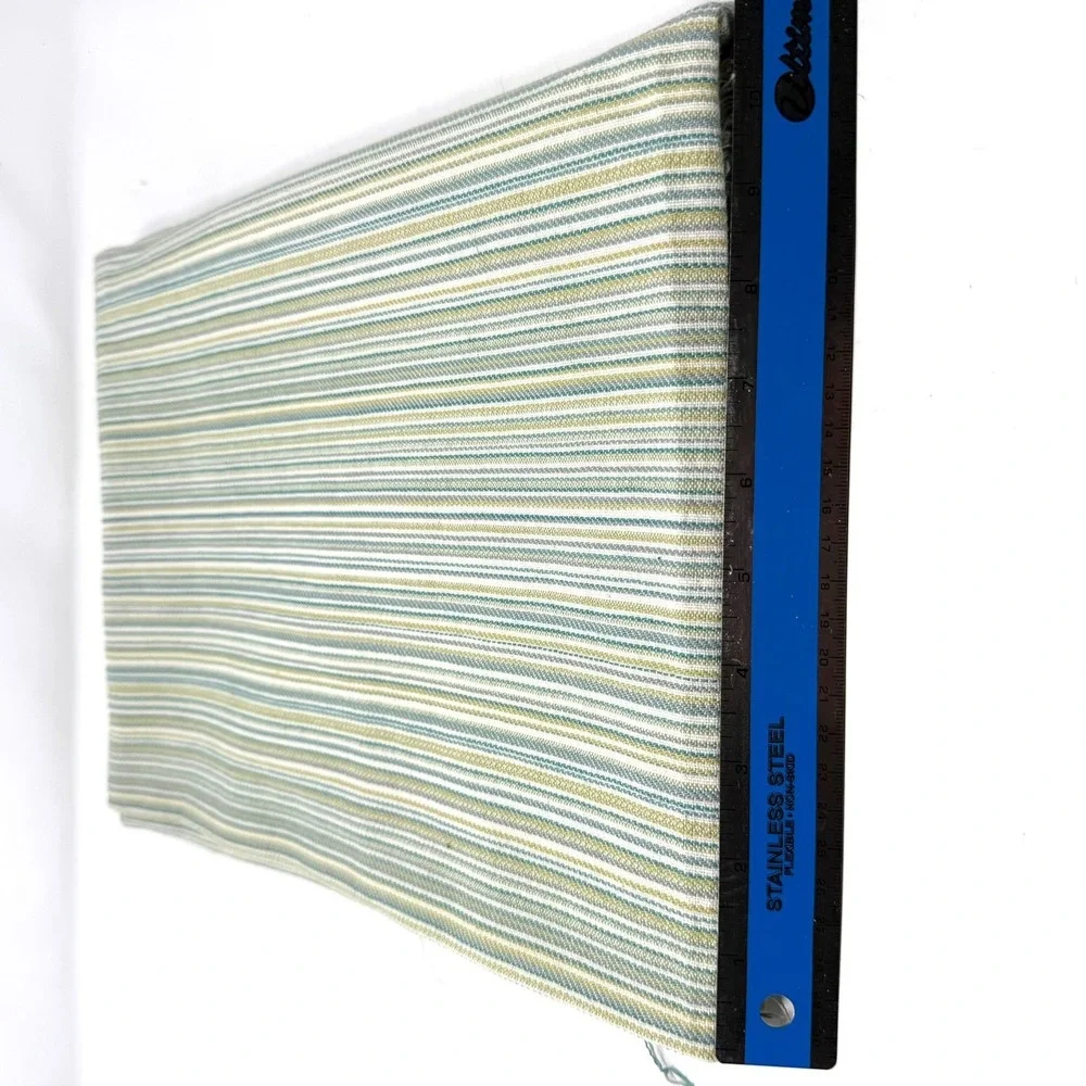 Woven Upholstery Fabric Sage Green Teal Cream Striped Textile 1/2 yd x 60